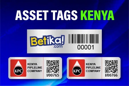 QR code asset tag fixed to office equipment