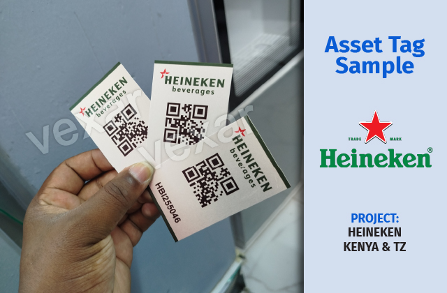 Engraved anodized aluminium asset tag sample with a sequential number