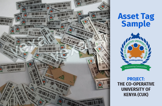 RFID asset label sample with a visible antenna inlay