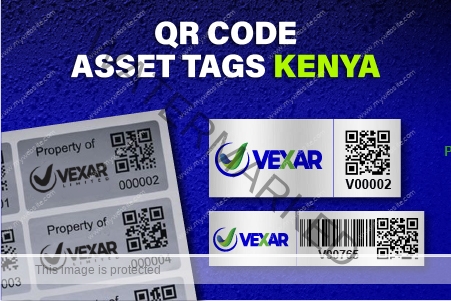 QR Code Asset Tags made with aluminium and acetone activated adhesive in Kenya and Africa