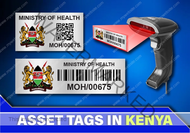 Aluminium Asset Tags and barcode asset tags with acetone activated adhesive in Kenya, Tanzania, Uganda, Rwanda, Ghana, Somalia and Other African Countries